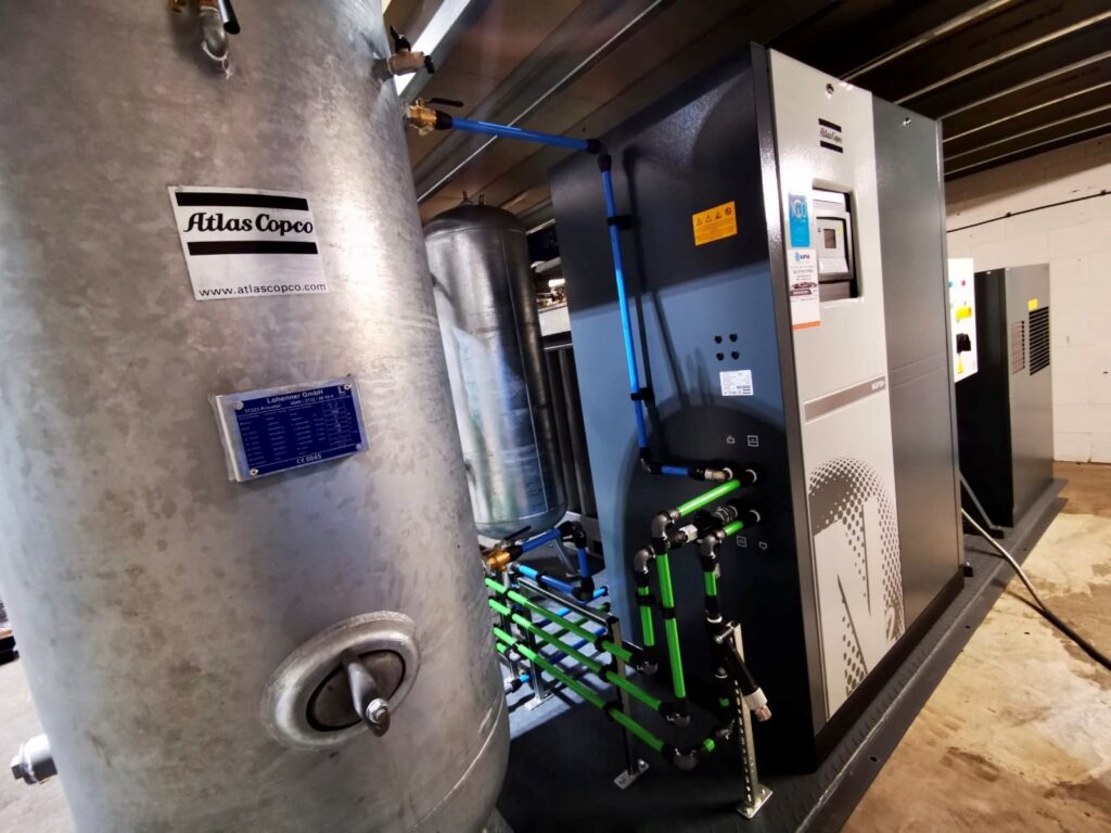 Air Compressor onsite featuring Atlas Copco