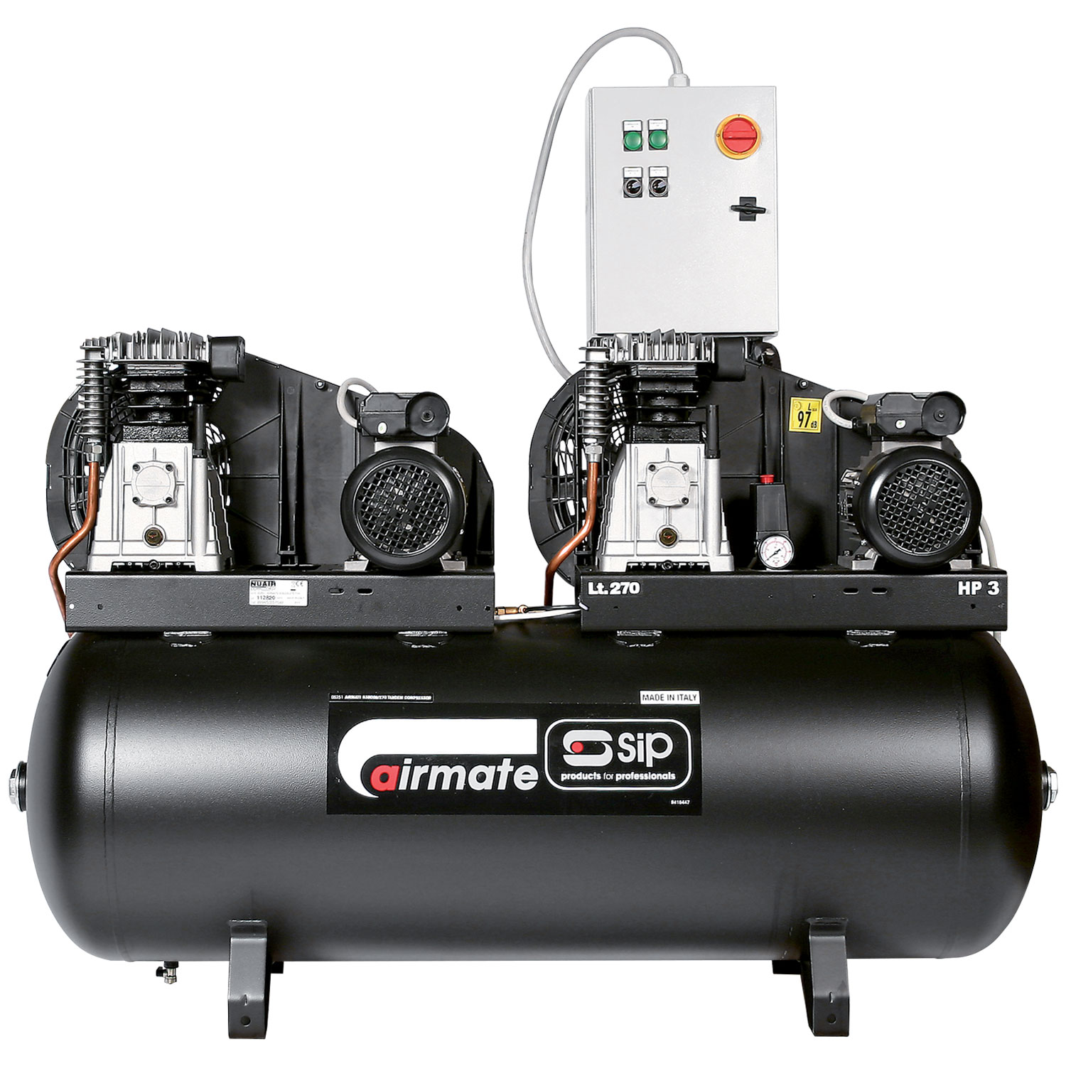 SIP B3800/270 270ltr Tandem Belt Drive Compressor - Image 1